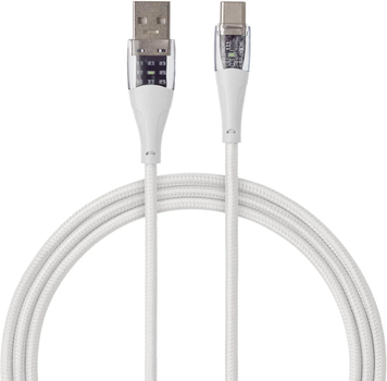 Kabel Qualo USB Type-A – USB Type-C 1.5 m White/Transparent (5907457783379)