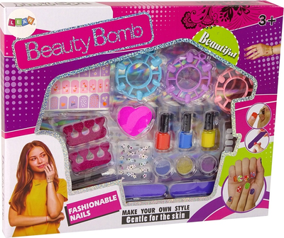 Zestaw piękności LEAN Toys Duży do malowania paznokci z lakierami naklejkami i separatorami 12443 (5905214970307)