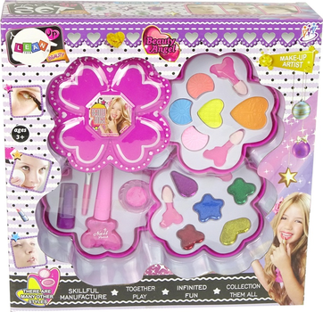 Zestaw piękności LEAN Toys z kosmetykami do dziecięcego makijażu w paletce w kształcie kwiatuszka 10856 (5905214974855)