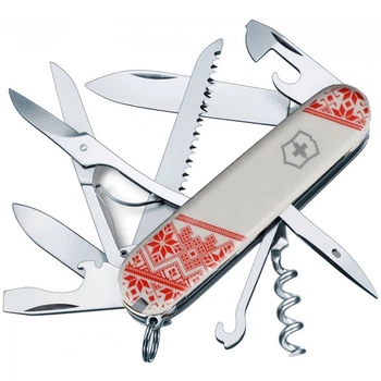 Ніж Victorinox Huntsman Ukraine 91 мм 15 функцій білий червона Вишиванка
