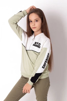 Кофта-худи для девочки Mevis оливковая 3643-03 116 см
