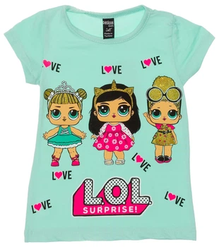 Футболка для девочки Love LOL бирюзовая 80