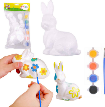 Набір пінопластових фігурок LEAN Toys до Великодня для розфарбовування: заєць + фарби + пензлик 21360 (5905991037934)