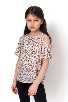 Блузка с коротким рукавом для девочки Mevis белая 3440-01 128
