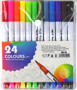 Zestaw pisaków LEAN Toys dwustronnych w organizerze 24 szt 17305 (5905991001614)
