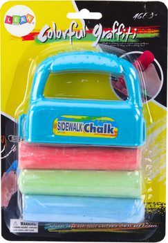 Zestaw kred chodnikowych LEAN Toys z uchwytem niebieskim 3 szt 17967 (5905991008439)