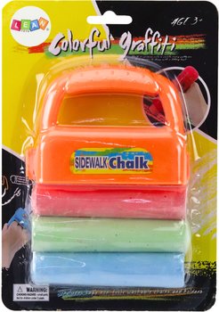 Zestaw kred chodnikowych LEAN Toys z uchwytem pomarańczowym 3 szt 17966 (5905991008422)