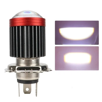 LED лампа, подвійна лінза CSP H4, для мотоцикла, White, IP65, 12000LM