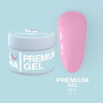 Гель LUNAMoon Premium №21 "Нюдовый розовый" для укрепления, выравнивания и наращивания ногтей, 15 мл.