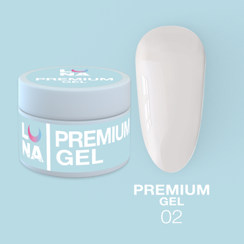 Гель LUNAMoon Premium Gel №2 (молочный) на 50 мл для укрепления, выравнивания и наращивания ногтей