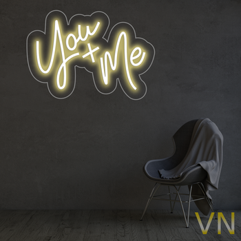 Неонова вивіска "You+Me" 80х53 см 800