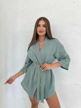 Домашний костюм пижама Christel кимоно топ шорты из муслина фисташка S