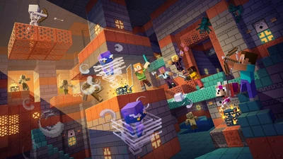 Дерев'яний фігурний пазл Minecraft (Майнкрафт) геймерський 3, А2, Дерев'яна коробка 300+ елементів