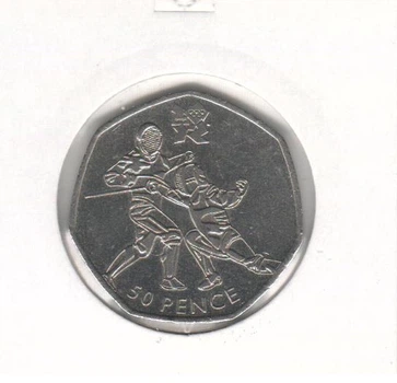 Монета Великобритания 50 пенсов 2011 F-VF XXX Летние Олимпийские игры 2012 в Лондоне - Фехтование