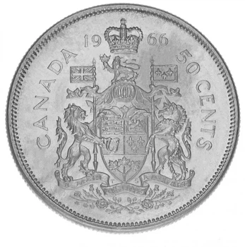 Монета Канада 50 центов 1966 Серебро F-VF