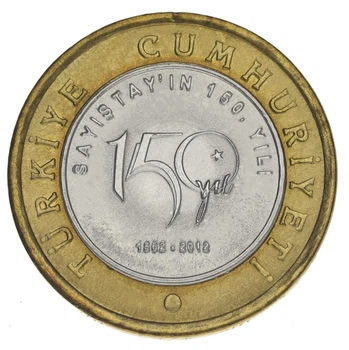 Монета Турция 1 лира 2012 «150 лет Счетной палате Турции» UNC (KM#1282)