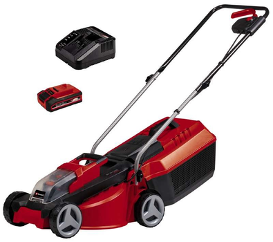 Профессиональная газонокосилка аккумуляторная Einhell GE-CM 18/30 Li: с АКБ 18V 3.0Ah, ширина скашивания 30 см, 3 уровня, 30-70 мм