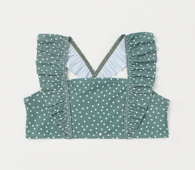 Верхняя часть купальника с рюшами для девочки H&M 0917469-003 110-116 см (4-6 years) Зеленый