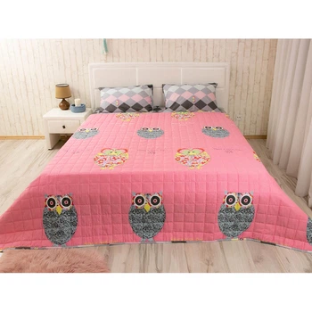 Покривало двостороннє Руно 150x212 см - Оwl фуксія сатин (17496)