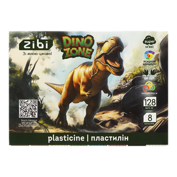 Пластилін ZiBi Dino 8 кольорів 128 г (ZB.6277)