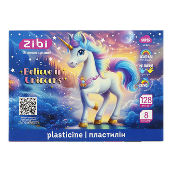 Пластилін ZiBi Unicorn 8 кольорів 128 г (ZB.6280)