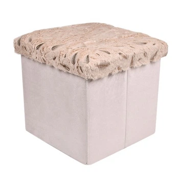 Тумба-пуф з кришкою Plush 35х35х35 см, з м'яким сидінням Бежевий (R33442)