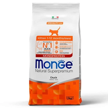 Сухой корм MONGE CAT Monoprotein Kitten для котят Утка - 1,5 кг