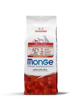 Сухой корм MONGE DOG Mini Monoprotein Puppy/Junior для щенков мелких пород Ягненок/Рис - 7,5 кг
