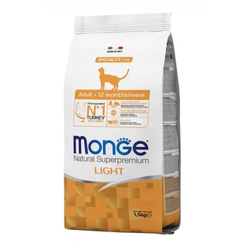 Сухой корм MONGE CAT Light с индейкой - 1,5 кг