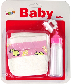Zestaw dla lalek Lean Toys Akcesoria + Smoczek + Butelka + Pieluchy (5905515352291)
