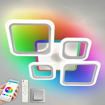 Управляемая МУЗЫКАЛЬНАЯ светодиодная люстра ESLLSE OVAL RGB MUSIC 5S 85 Вт 725x460x80 мм Белая