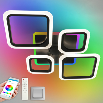 Управляемая МУЗЫКАЛЬНАЯ светодиодная люстра ESLLSE OVAL RGB MUSIC 5S 85 Вт 725x460x80 мм Черная