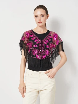 Накидка жіноча SHEIN 0-2550_роз.пайетки One Size Чорна (KAY2000001627495)