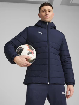 Куртка демісезонна з капюшоном для футболу чоловіча Puma Teamadditions 65979506 S Navy-Silver (4067984092403)