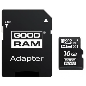 Карта памяти GOODRAM 16 GB microSDHC class 10 UHS-I + SD Adapter M1AA-0160R12