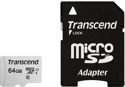 Карта памяти Transcend 64 GB microSDXC UHS-I 300S + SD Adapter TS64GUSD300S-A