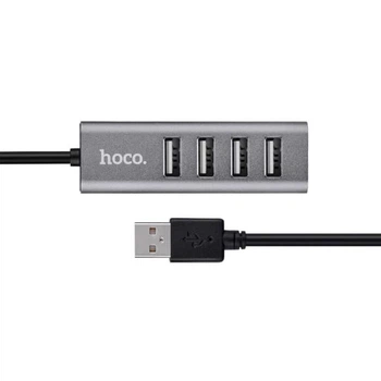 Переходник HUB HOCO HB1 USB to USB 2.0 (4 port) (1m) (Серый) (89060)