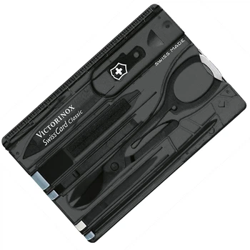 Набір Victorinox Swisscard (82х54х4мм, 10 функцій), чорний прозорий 0.7133.T3