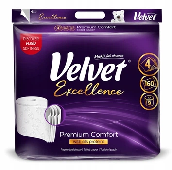Туалетний папір Velvet Excellence Premium Comfort 9 рулонів 4-ох шаровий без аромату
