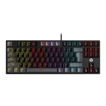 Клавиатура Fantech ATOM MK876V2, игровая, Blue Switch, USB, RGB, Черный, Серый