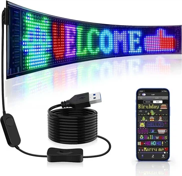 Авто LED панель на стекло "Глаз дьявола", гибкий экран с анимацией и текстом, USB, 59.5х12см, 1шт