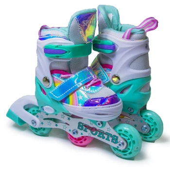 Детские раздвижные ролики 26-29 Scale Sports Rainbow подсветка колес бирюзовый