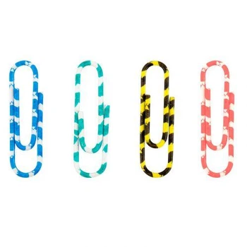 Скріпки кольорові смугасті, 28 мм, 100 шт, пласт. контейнер