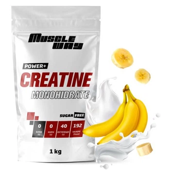 Креатин моногідрат MuscleWay POWER+ 99,9% Sugar Free на 200 порцій 1 кг Банан (21-125-cre-mw-rs1.b)