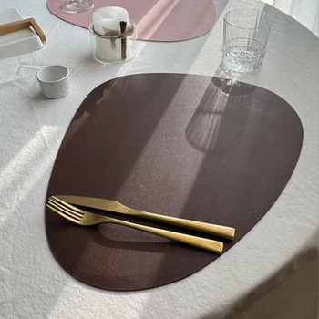 Салфетки сервировочные 45х37 Auburn Brown экокожа в форме капли