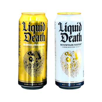 Напій безалкогольний сильногазований Liquid Death Mango Chainsaw / Mountain Water 500 мл (сет із 2 штук)