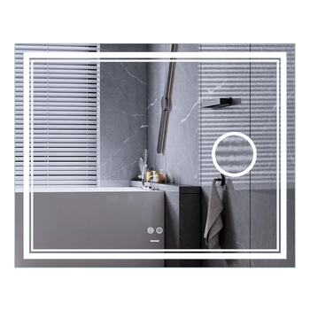 Зеркало Mixxus Premium QUADRO MR20-100x80 с Led Touch, Anti-fog, димером, регулятором яркости, линзой (MP6623)