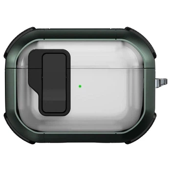 Протиударний захисний чохол Locking Button кейс для навушників Airpods Pro Apple Green