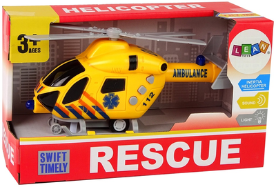 Іграшка LEAN Toys Рятувальний вертоліт «Швидка допомога» зі світлом звуком і гвинтами Жовтий 13612 (5905515359504)