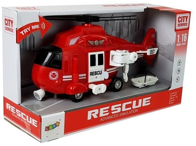 Іграшка LEAN Toys Рятувальний вертоліт пожежної охорони з гаком звуком і світлом 1:16 7608 (5904665996843)